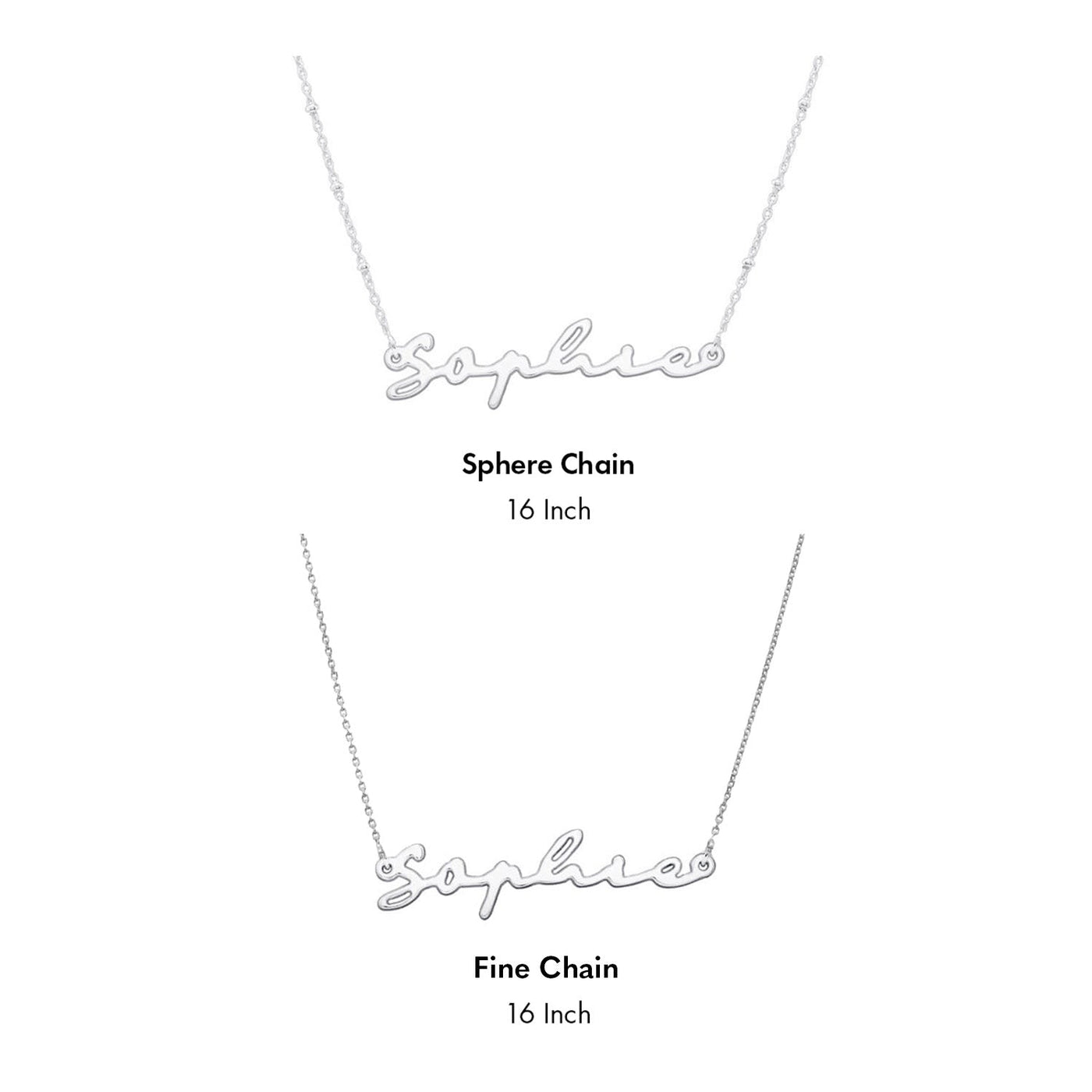 Sterling Silver Signature Name Necklace (Silver)
