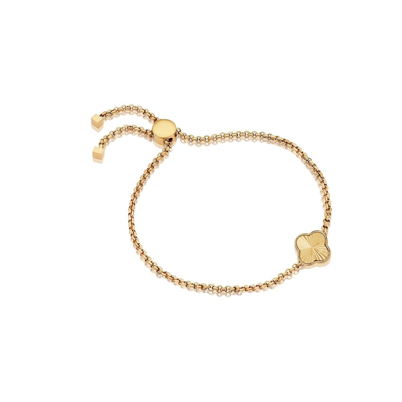 Textured Clover Custom Name Bracelet (Gold)