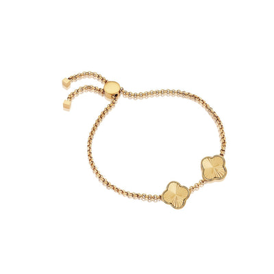 Textured Clover Custom Name Bracelet (Gold)