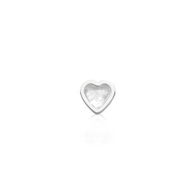 Mini Heart Birthstone Stud Earrings (Silver)