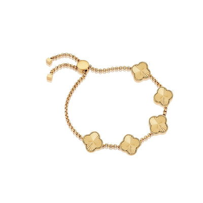 Textured Clover Custom Name Bracelet (Gold)