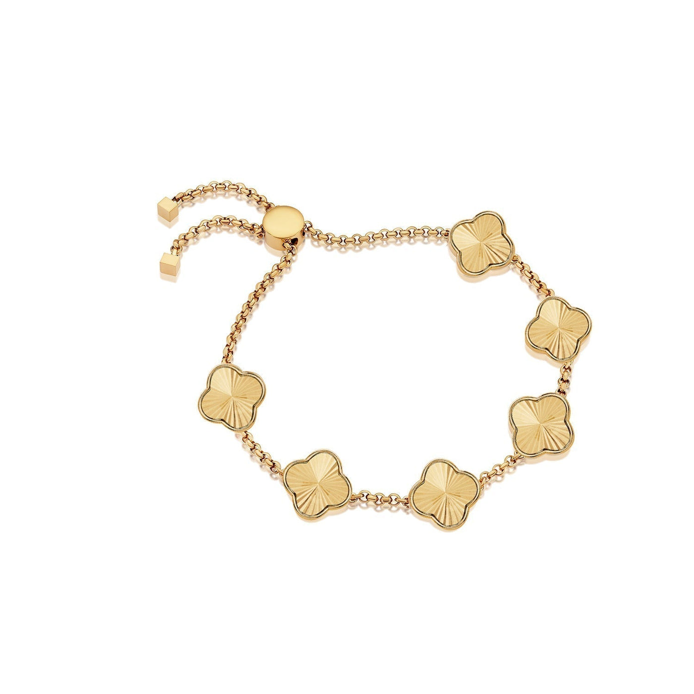 Textured Clover Custom Name Bracelet (Gold)
