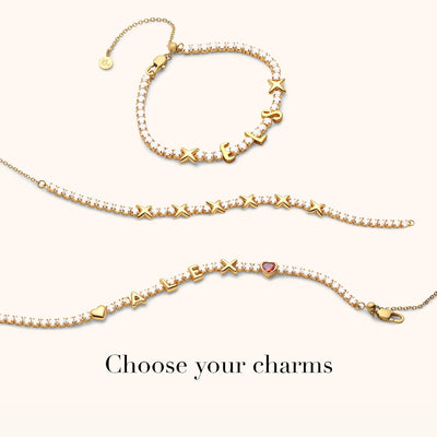 Crystal Fixed Charm Bracelet (Gold)