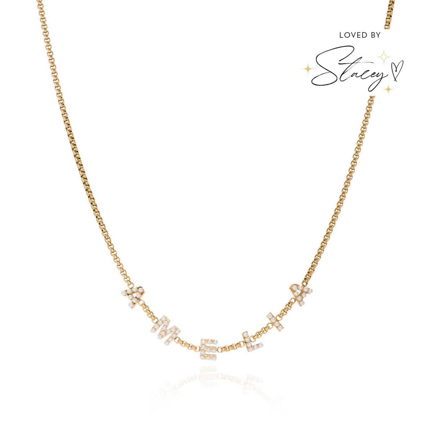 Pearl Custom Name Necklace (Gold)