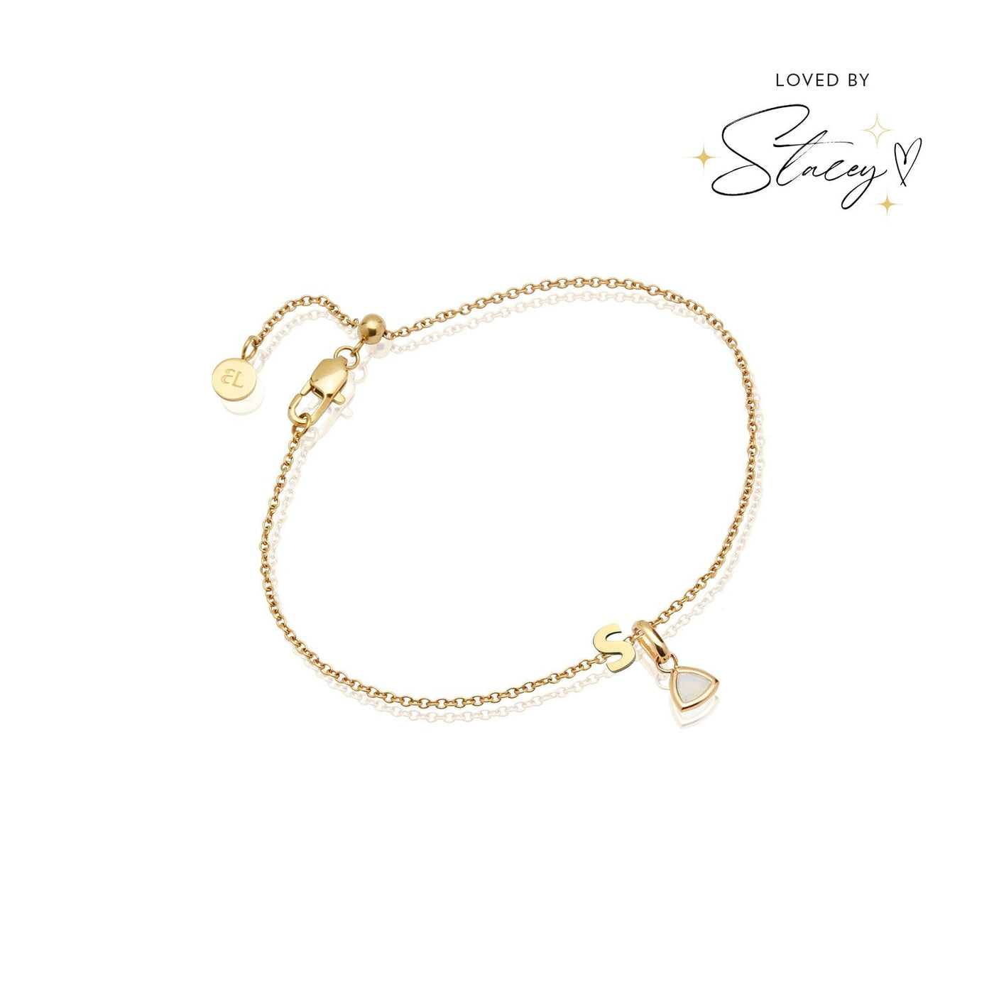 Birthstone & Little Luxe Letter Bracelet (Gold)