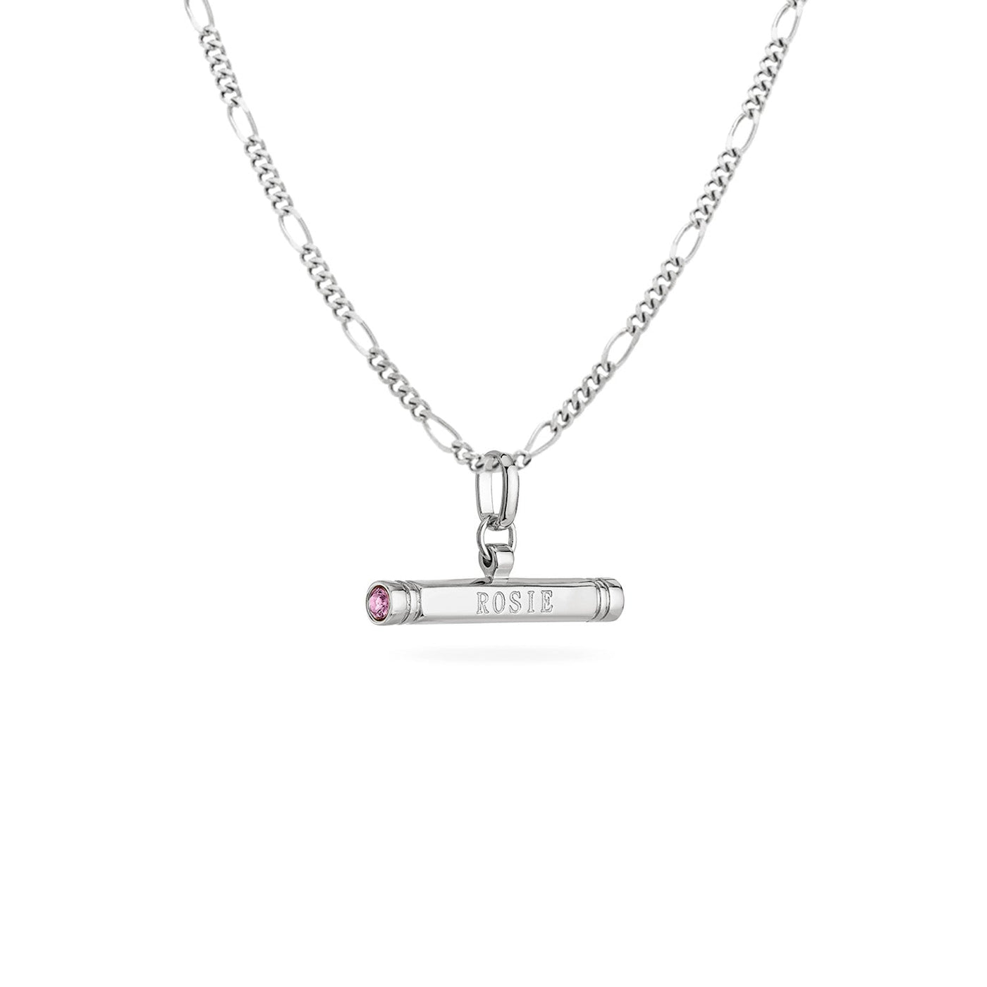 Custom Stamped T-Bar Necklace (Silver)