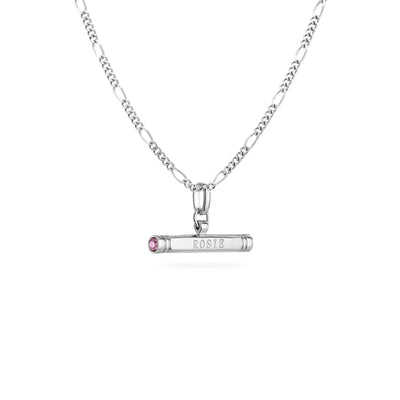 Custom Stamped T-Bar Necklace (Silver)