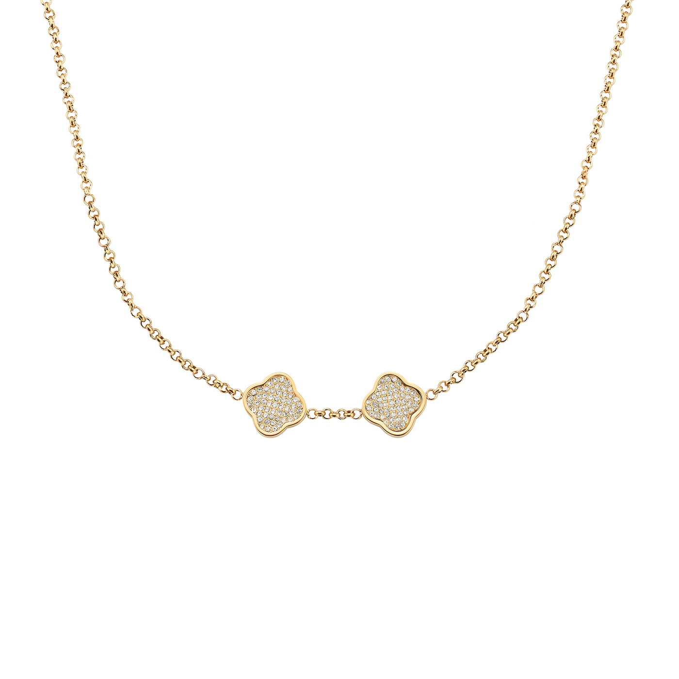 Shimmer Pavé Clover Necklace (Gold)
