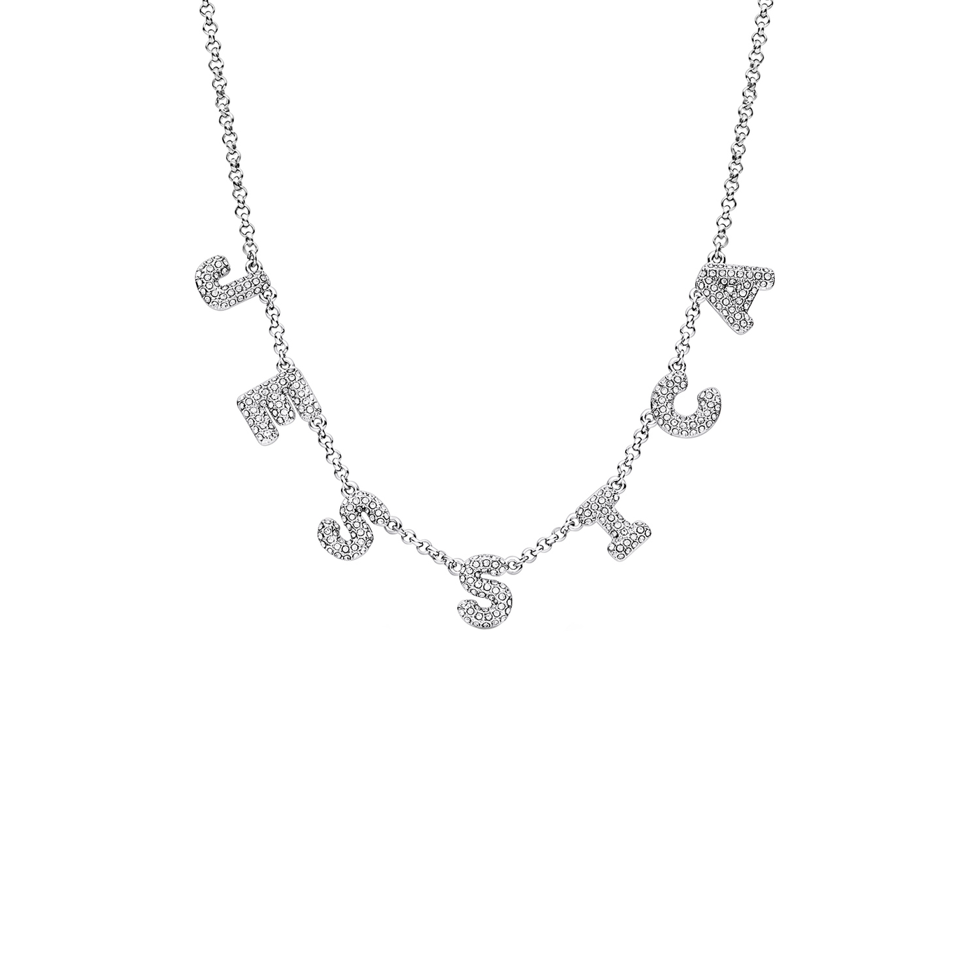 Spotlight Pavé Bubble Name Necklace (Silver)