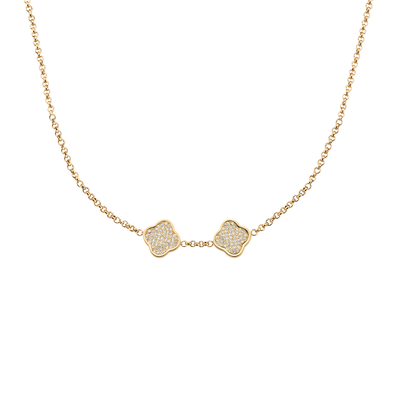 Shimmer Pavé Clover Necklace (Gold)