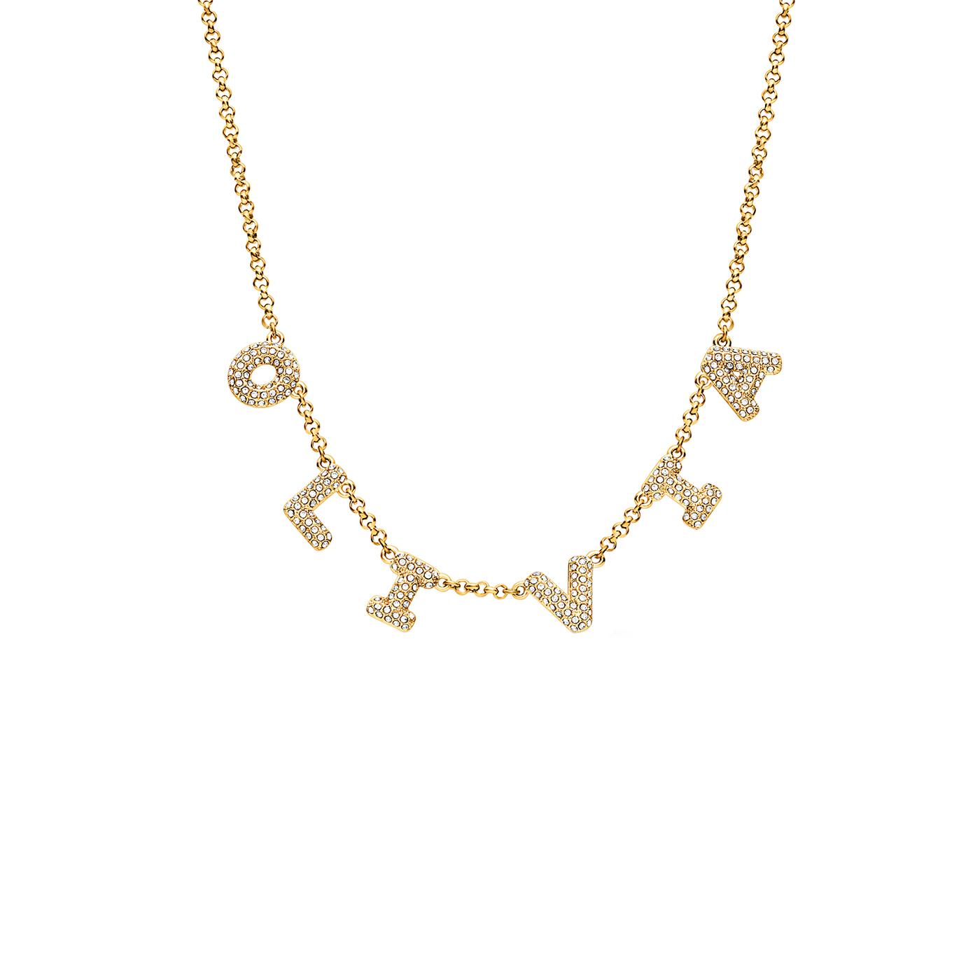 Spotlight Pavé Bubble Name Necklace (Gold)