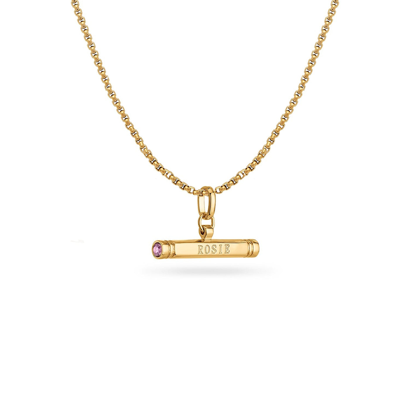 Custom Stamped T-Bar Necklace (Gold)