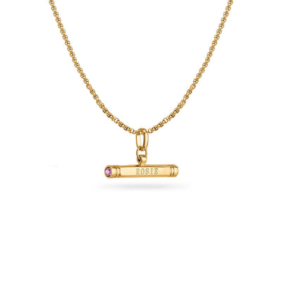 Custom Stamped T-Bar Necklace (Gold)