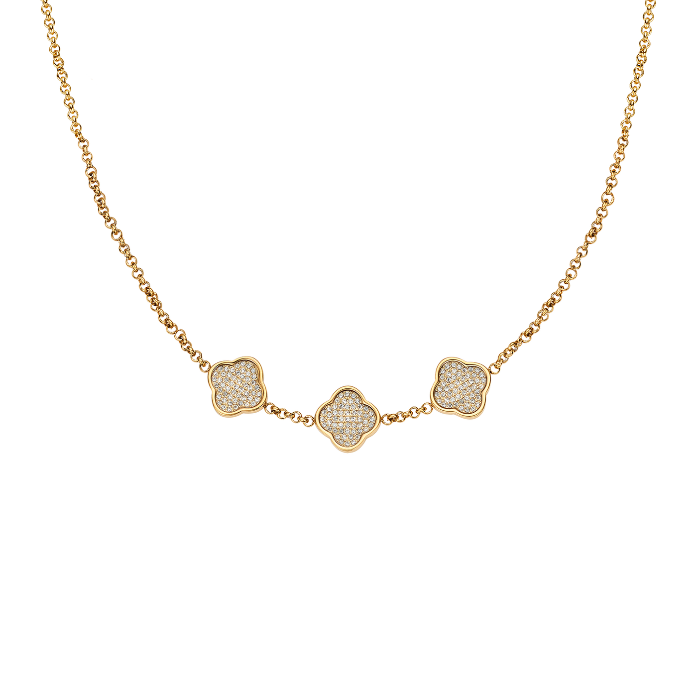 Shimmer Pavé Clover Necklace (Gold)
