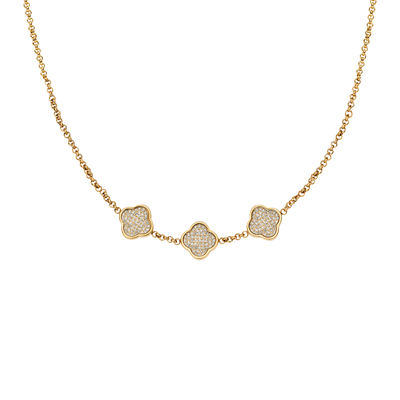 Shimmer Pavé Clover Necklace (Gold)