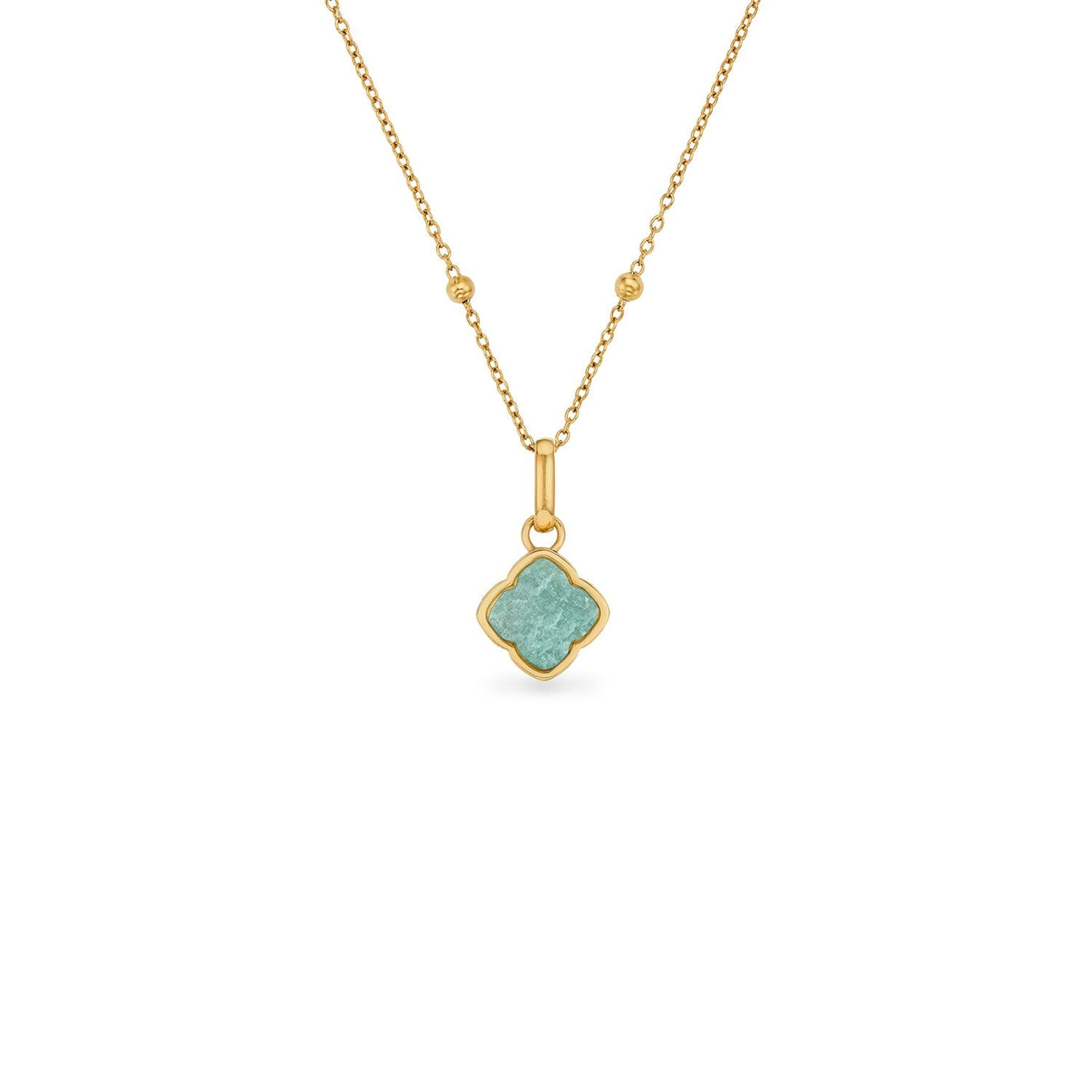 Amazonite Clover Necklace (Gold)
