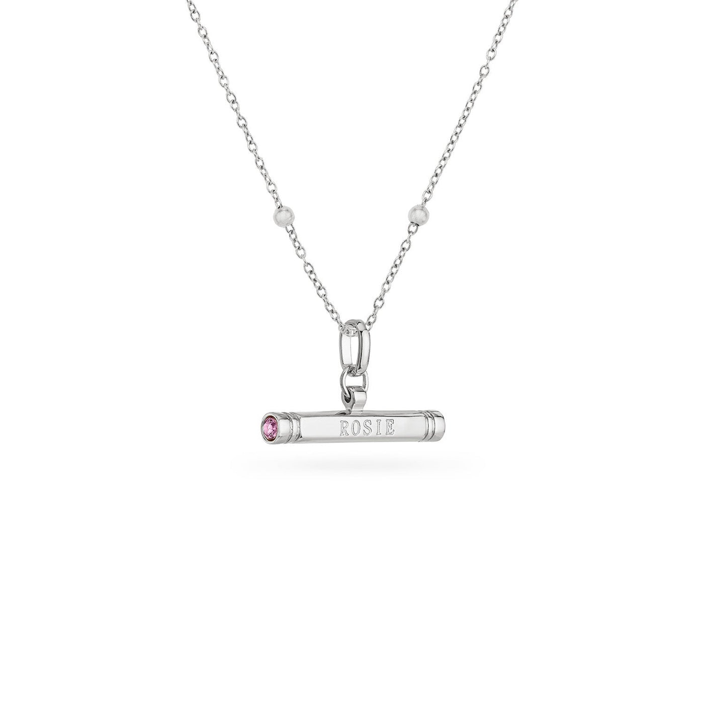 Custom Stamped T-Bar Necklace (Silver)