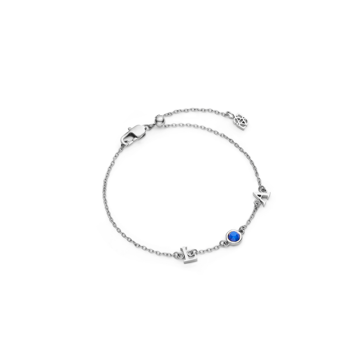 Made Mine Initials & Birthstone Bracelet (Silver)