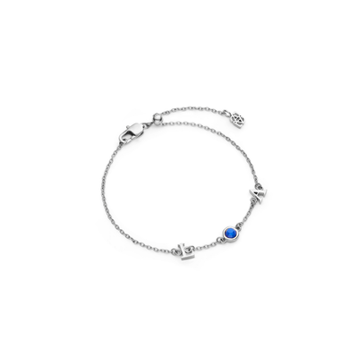 Made Mine Initials & Birthstone Bracelet (Silver)
