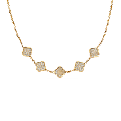 Shimmer Pavé Clover Necklace (Gold)