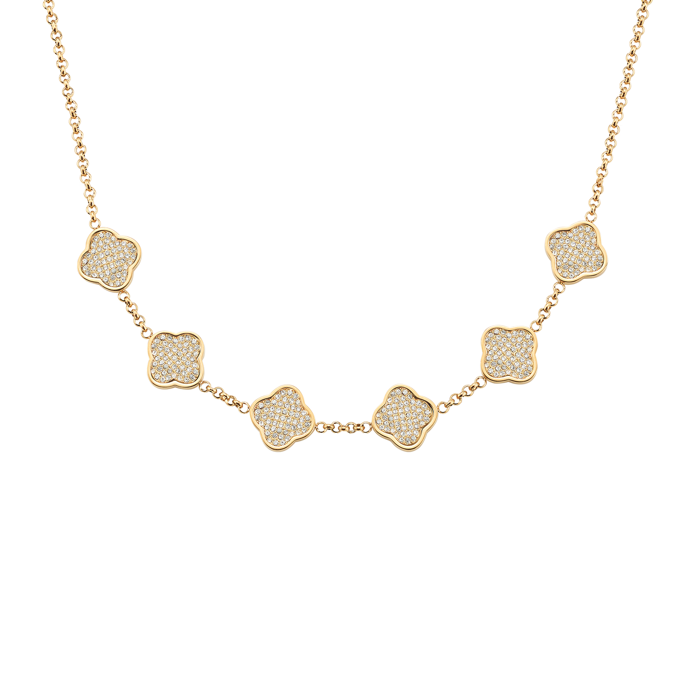 Shimmer Pavé Clover Necklace (Gold)