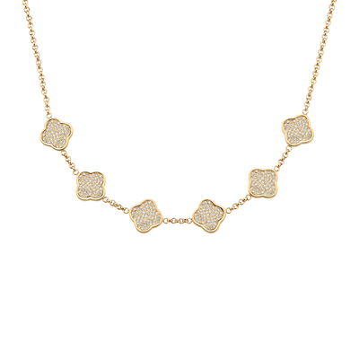 Shimmer Pavé Clover Necklace (Gold)