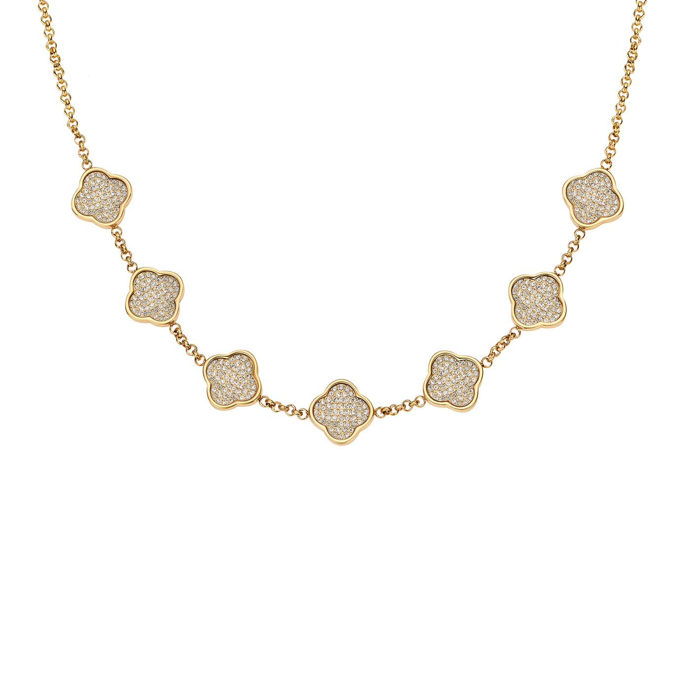 Shimmer Pavé Clover Necklace (Gold)