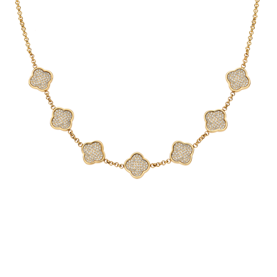 Shimmer Pavé Clover Necklace (Gold)