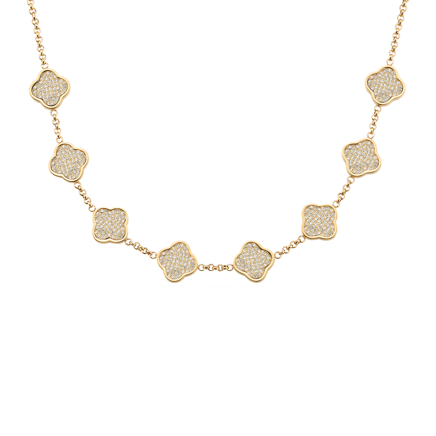 Shimmer Pavé Clover Necklace (Gold)