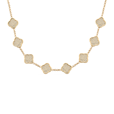 Shimmer Pavé Clover Necklace (Gold)