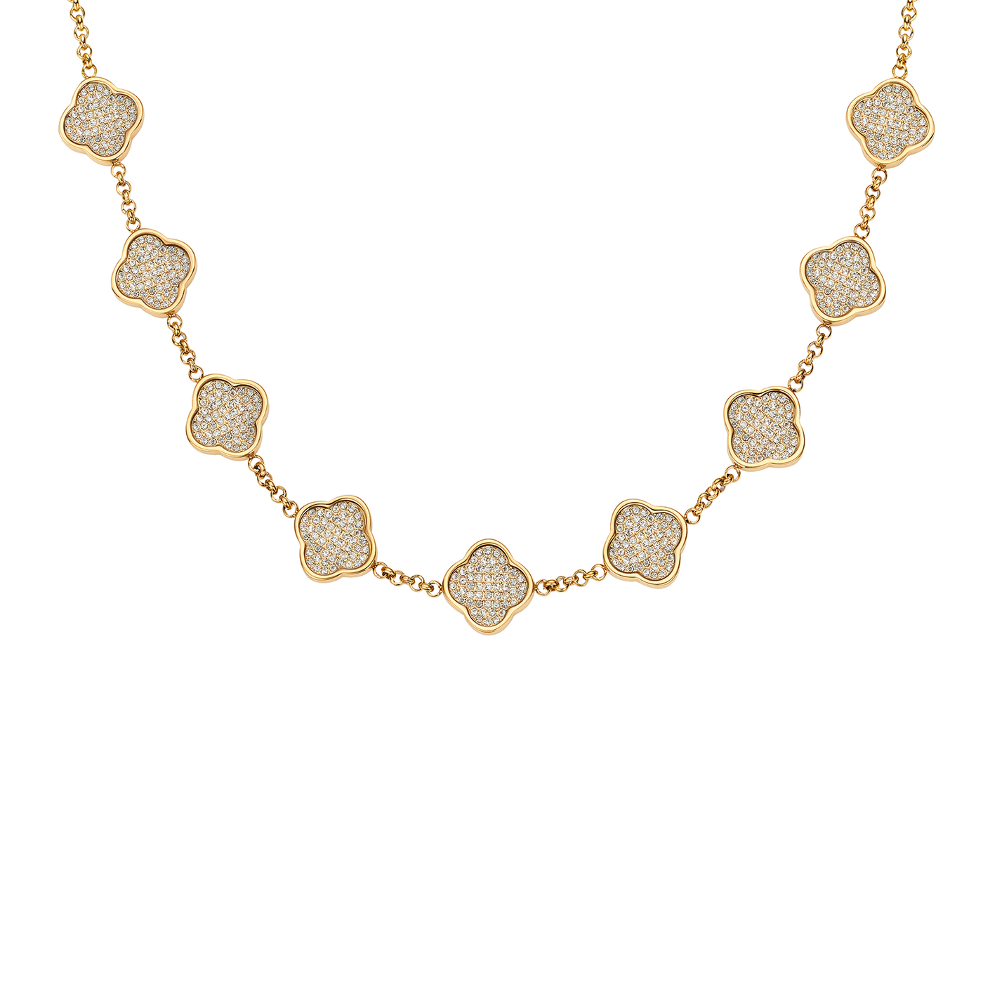 Shimmer Pavé Clover Necklace (Gold)