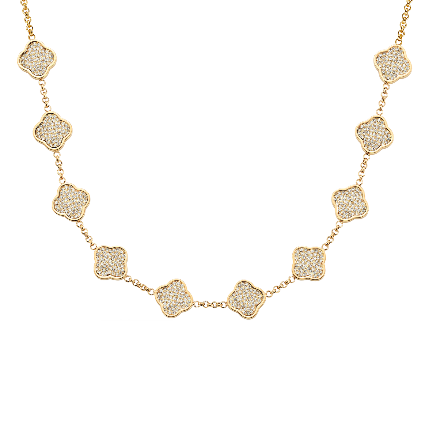 Shimmer Pavé Clover Necklace (Gold)