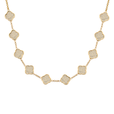Shimmer Pavé Clover Necklace (Gold)