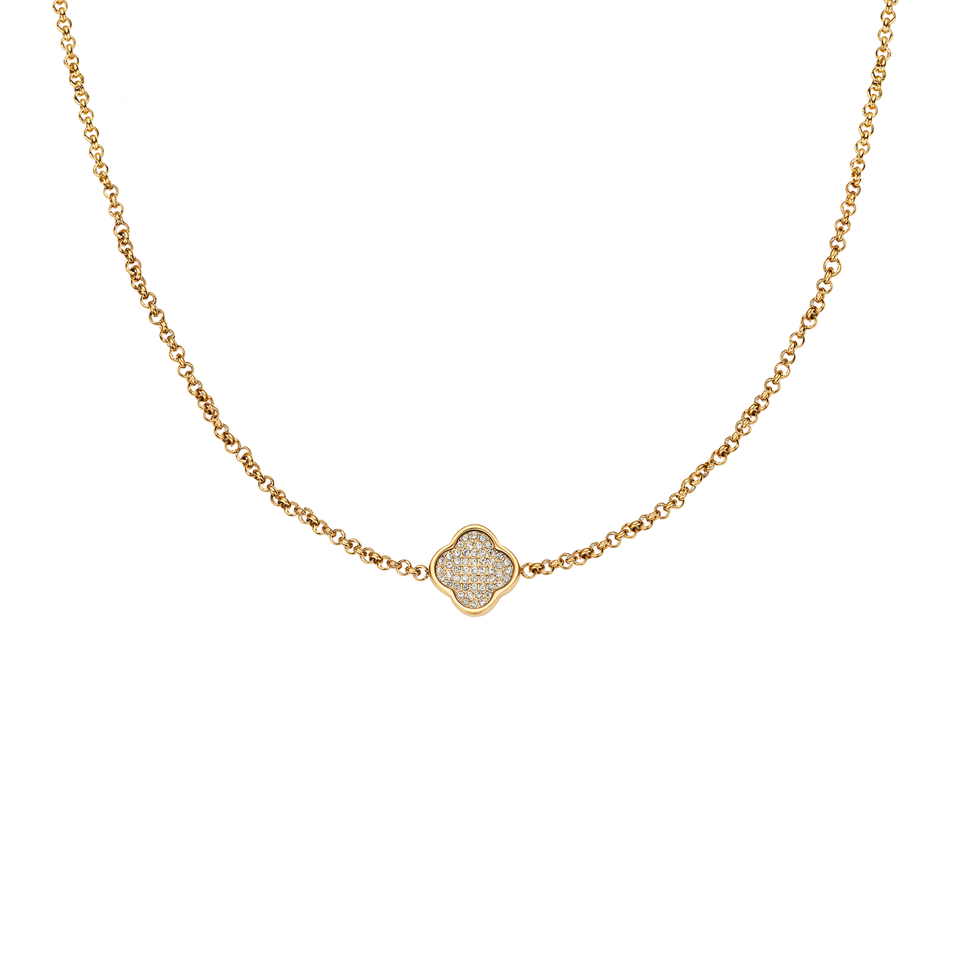 Shimmer Pavé Clover Necklace (Gold)