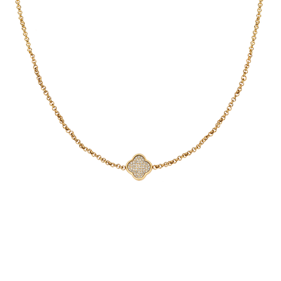 Shimmer Pavé Clover Necklace (Gold)