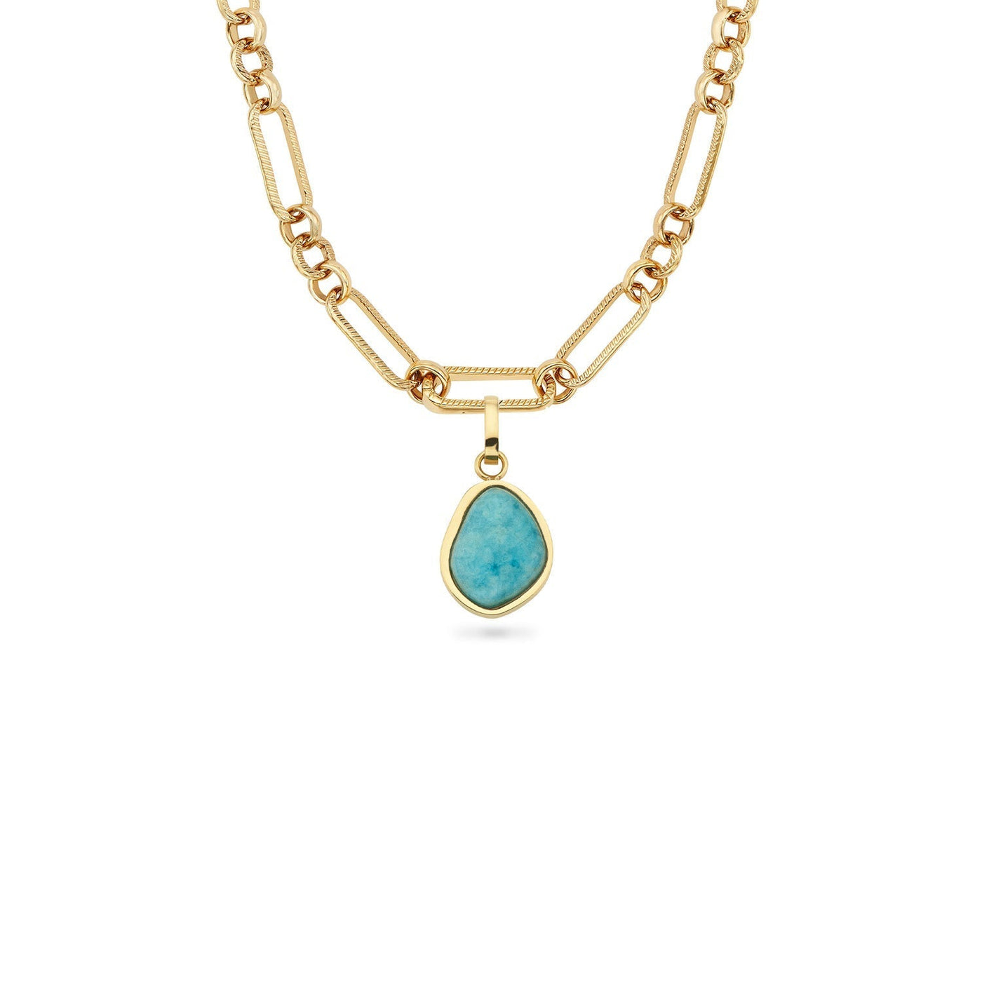 Blue Amazonite Stone Necklace (Gold)