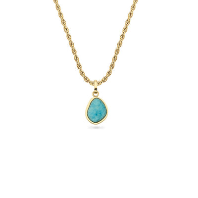 Blue Amazonite Stone Necklace (Gold)