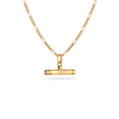 Custom Stamped T-Bar Necklace (Gold)