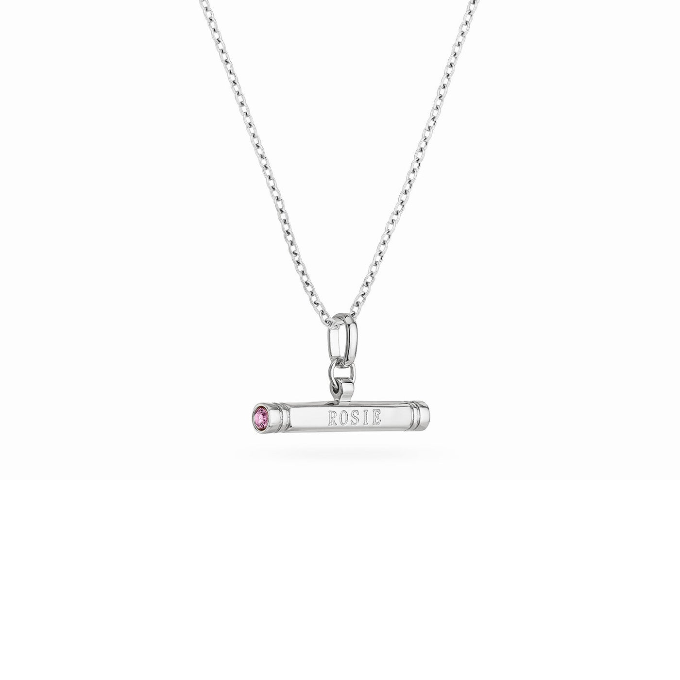 Custom Stamped T-Bar Necklace (Silver)