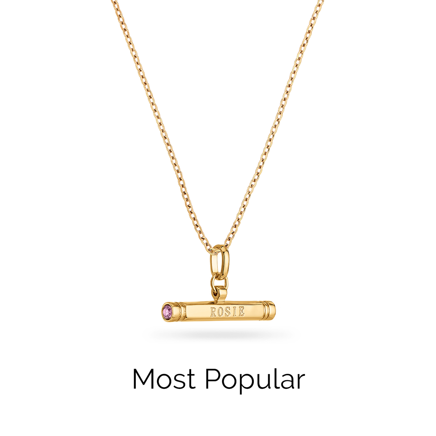 Custom Stamped T-Bar Necklace (Gold)