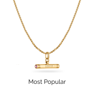 Custom Stamped T-Bar Necklace (Gold)
