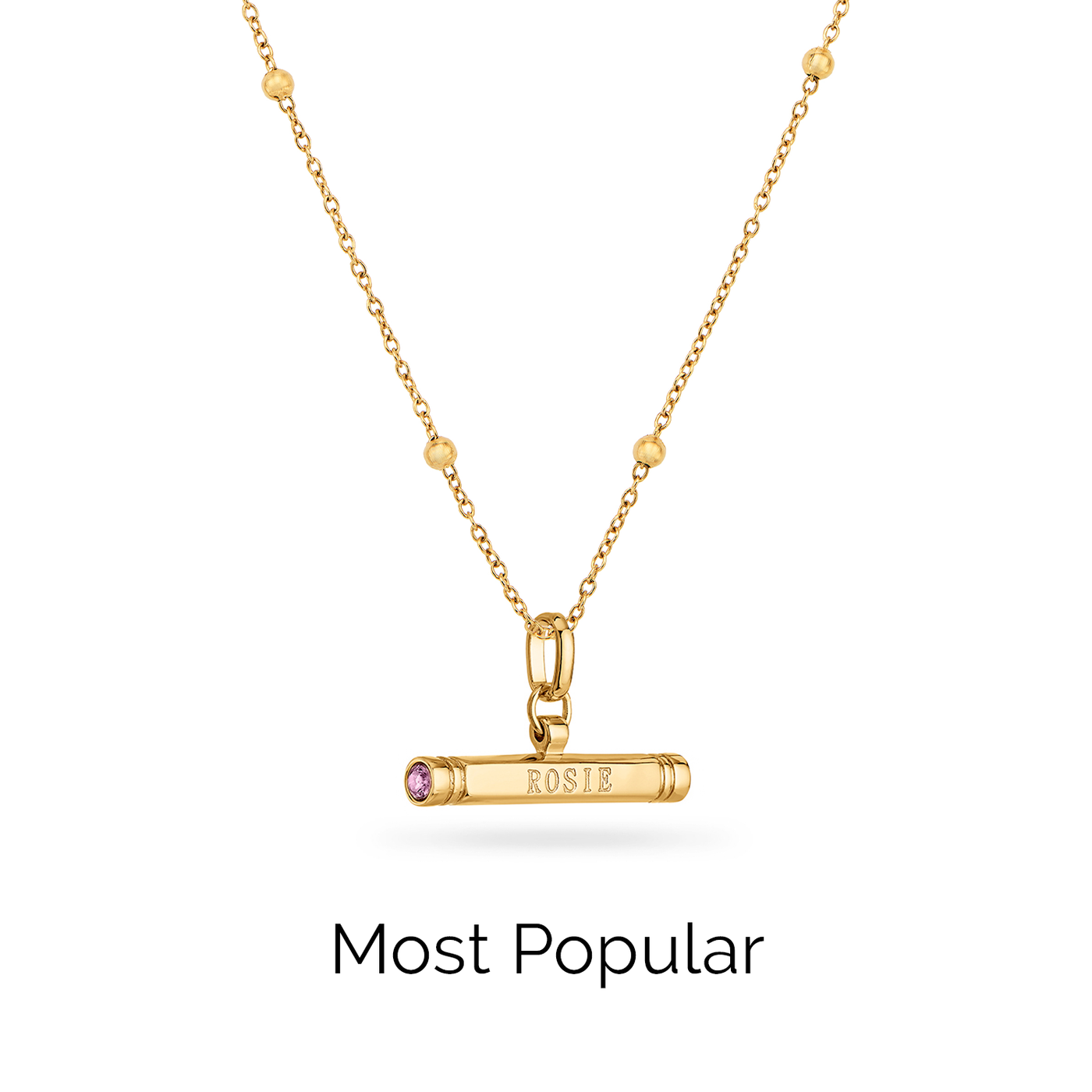 Custom Stamped T-Bar Necklace (Gold)