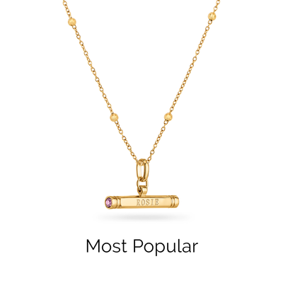 Custom Stamped T-Bar Necklace (Gold)