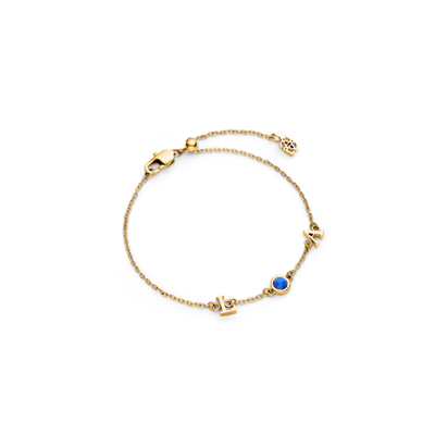 Made Mine Initials & Birthstone Bracelet (Gold)