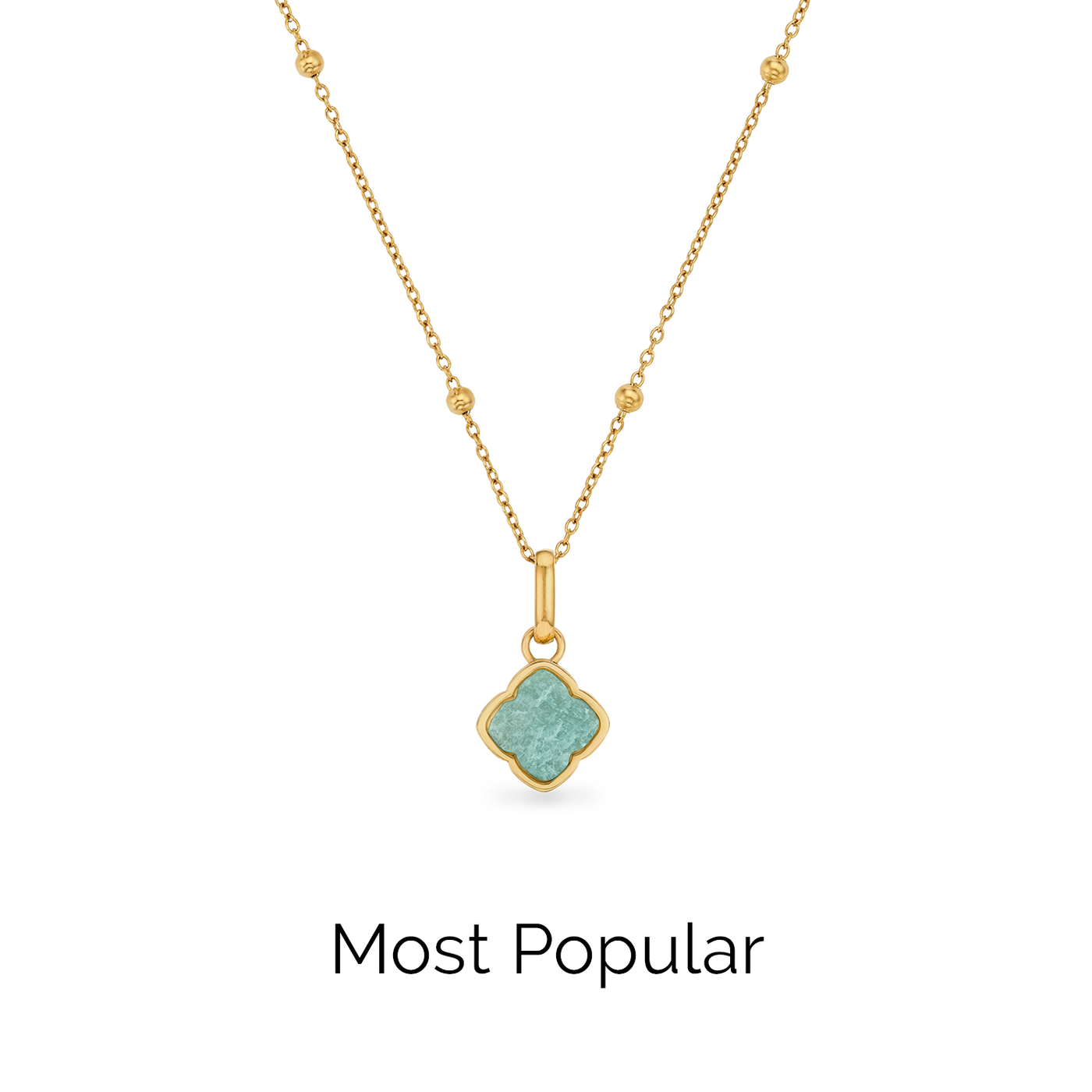 Amazonite Clover Necklace (Gold)