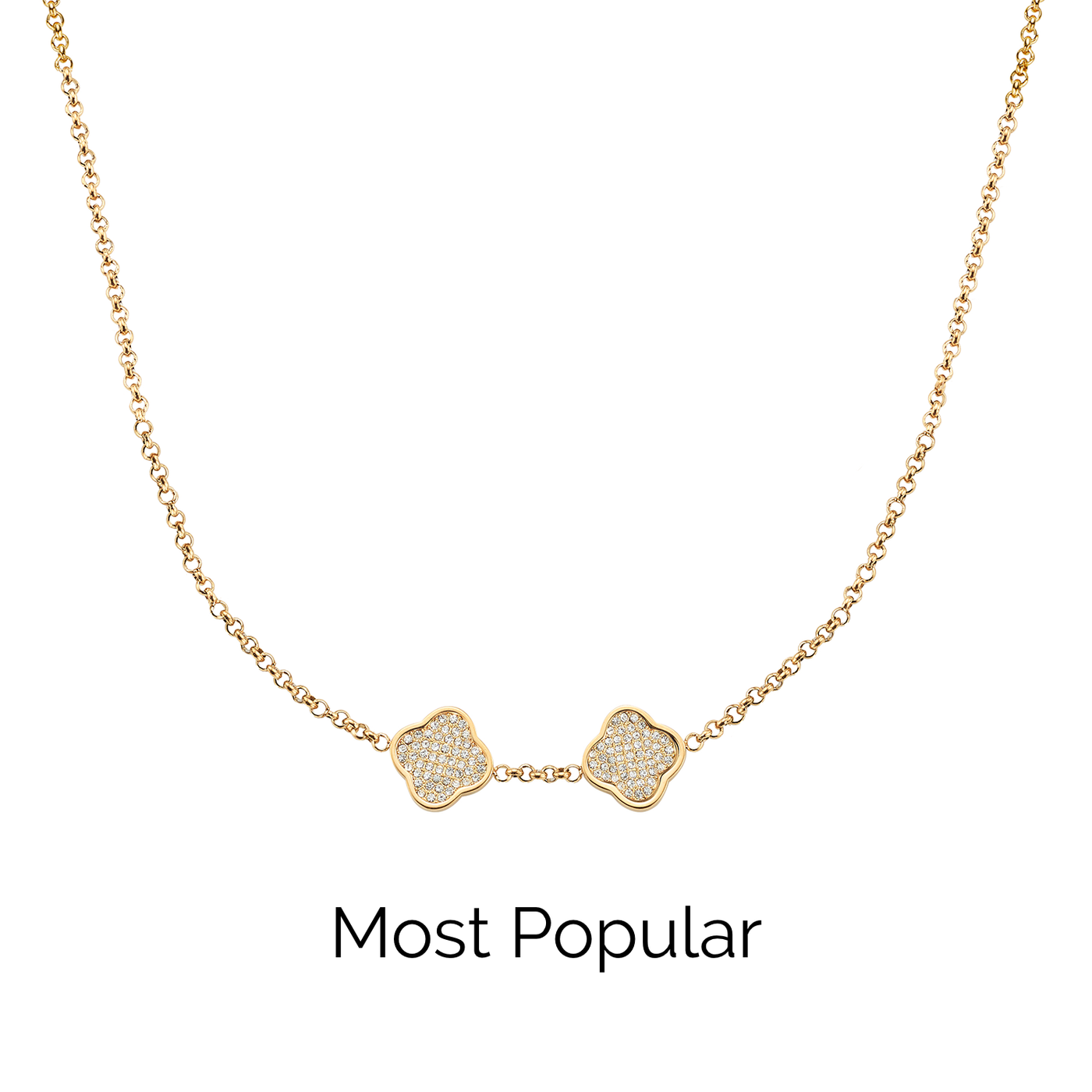 Shimmer Pavé Clover Necklace (Gold)