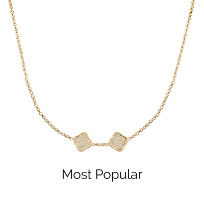 Shimmer Pavé Clover Necklace (Gold)