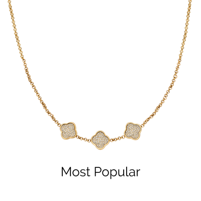 Shimmer Pavé Clover Necklace (Gold)