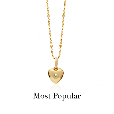 Heart Photo Locket Sphere Necklace (Gold)
