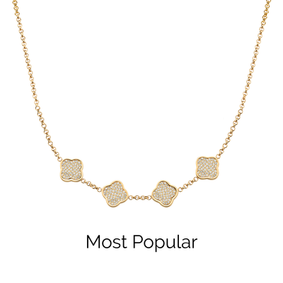 Shimmer Pavé Clover Necklace (Gold)